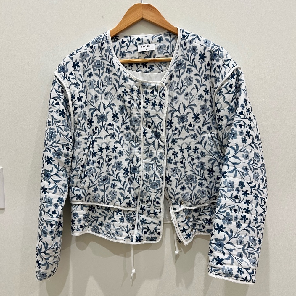 Storia Blue Floral Quilted Jacket
